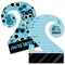 Big Dot of Happiness Two Cool - Boy - Shaped Fill-In Invitations - Blue 2nd Birthday Party Invitation Cards with Envelopes - Set of 12
